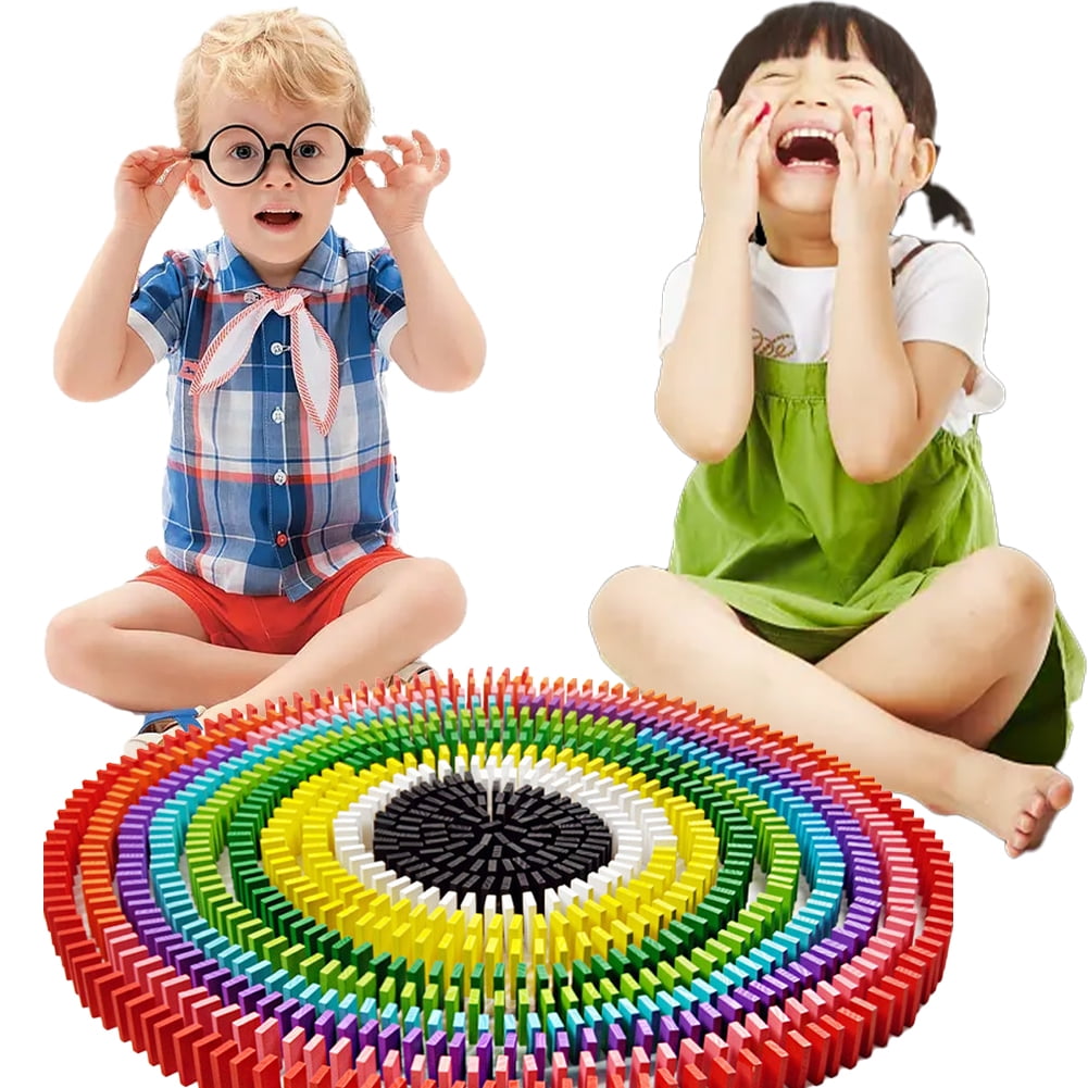 Esaierr Toddler Kids Dominos Blocks Set Toys Wooden Building Blocks ...