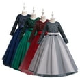 thumbnail image 1 of Esaierr Toddler Kids Flower Girl Dress 4-12Y Kids Long Sleeves Christmas Birthday Party Dresses Sequined Pageant Ball Gown Bow Princess Dress Wedding Dress Mother of the Bride Big Girl Dresses, 1 of 7