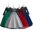 thumbnail image 1 of Esaierr Toddler Kids Flower Girl Dress 4-12Y Kids Long Sleeves Christmas Birthday Party Dresses Sequined Pageant Ball Gown Bow Princess Dress Wedding Dress Mother of the Bride Big Girl Dresses, 1 of 7