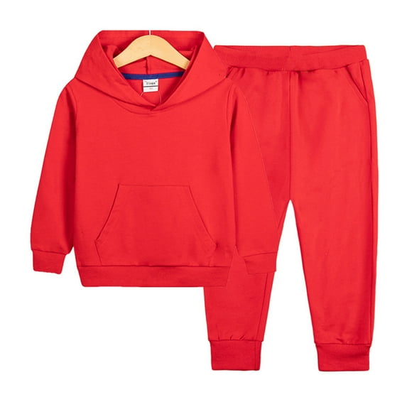Esaierr Toddler Kids Girls Boys Pullover Sweatshirt Outfit with Hoodie 2PCS Fall Winter Sweatsuits Jogging Suits Solid Tracksuit Outfit Top and Pants