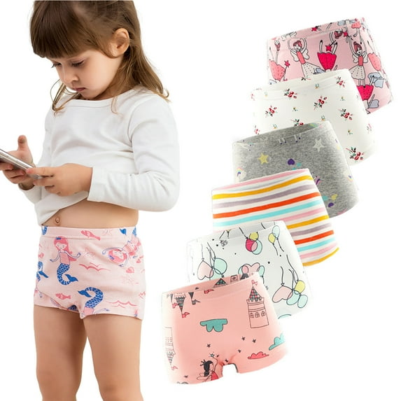 Esaierr Toddler Kids Girls Briefs Underwear 2-12Y Little Girls Shorts Panties 3 Pack Soft Four Corners Shorts Cotton Boyshort Underwear Baby Undies