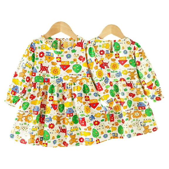 Esaierr Toddler Kids Girls Cotton Dress Print Casual Dresses Fall Winter Bottom Dress Girls Clothes for 1-8 Years