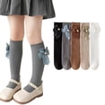 thumbnail image 1 of Esaierr 2 Pairs Toddler Girls Knee High Socks for Kids Long Stockings with Bow Soft Socks for 3-12Y, 1 of 5