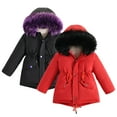 thumbnail image 1 of Esaierr Toddler Kids Girls Parka Cotton Jacket Coats 3-14Y Girls Winter Padded Thickened Girls Cotton Clothing Teen Hooded Warm Outerwear Jacket, 1 of 8