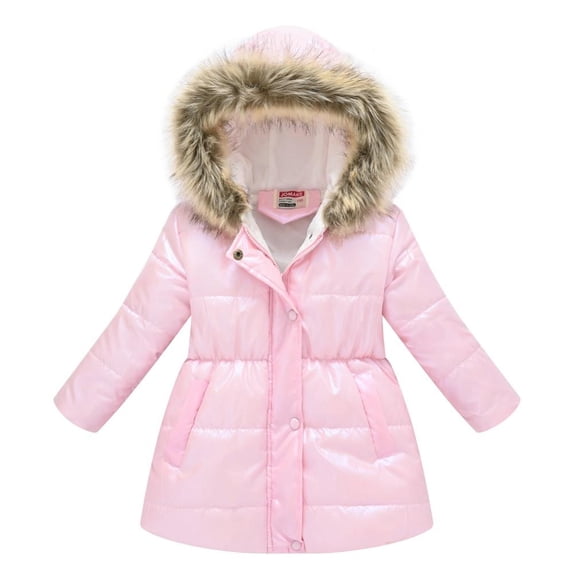 Esaierr Toddler Kids Girls Winter Puffer Down Jacket Coat, Girls Hoodie Coat down Snowsuit,Winter Coats Mid length version Warm Outwear for 3-10Y