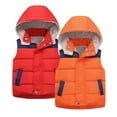 thumbnail image 1 of Esaierr Toddler Kids Hooded Warm Puffer Cotton Vest Coats1-12Y Soft Insulation Waistcoat Fall Winter Padded Thickened Sleeveless Jacket for Boys Girls, 1 of 9