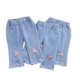 thumbnail image 1 of Esaierr Toddler Kids Little Girls Jeans Denim Pants Flare Pants Toddler Kids Summer Seven Points Pants Bell-Bottom Sport Casual Sport Trousers for 1-5Years, 1 of 8
