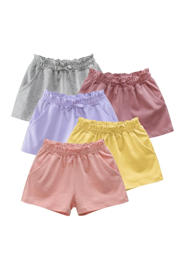Toddler Kids Shorts Pants for Girls,Baby Summer Cotton Shorts Elastic Waist Breathable Comfortable Breathable Athletic Fashion Short Pants with Pockets for 1-8Years