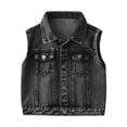 thumbnail image 1 of Esaierr Toddler Kids Sleeveless Denim Vest for Boys Girls Spring Autumn Jeans Vest Jacket Lapel Denim Sleeveless Vest Coat Outerwear 3-8T, 1 of 7