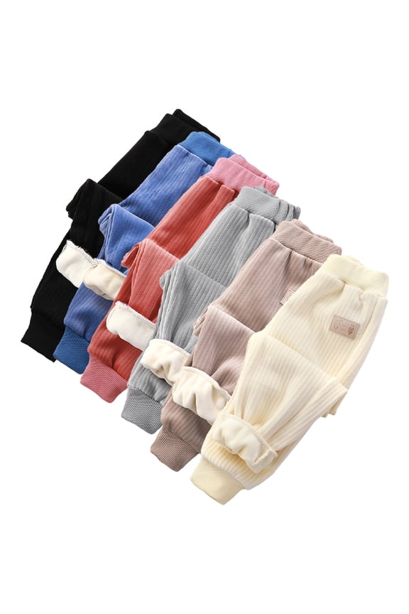 Toddler Kids Winters Warm Pants Fleece Sweatpants for Baby Newborn Boys Girls Pants Long Trousers Autumn Winter Outer Wear Thickened Leisure Padded Trousers for 9M-7Y