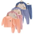 thumbnail image 1 of Esaierr Toddler Newborn Boys Girls 2Pcs Autumn Winter Underwear Set Baby Long Sleeve Cardigan Sleep Top + Elastic Pants Baby Sports Casual Therma Pjs 2 Piece Outfits for 3M-24M, 1 of 8
