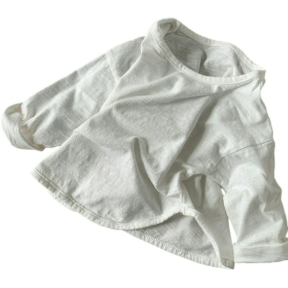 Esaierr Toddler Newborn Boys Girls Solid Color Tops Tees Cotton Long Sleeve T-Shirt Spring Autumn Undershirt Versatile Casual Tops for 9M-5Y