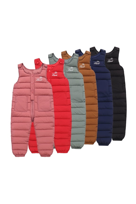 Toddler Newborn Boys Girls Winter Warm Down Snow Clothes Baby Pants Strap Overalls Snowsuit Zipper Snow Bibs Jumpsuit for 9M-4Years