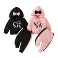 thumbnail image 1 of Esaierr Toddler Newborn Girls Letter Hooded Top Long Pants Set for Girls Sweatsuits Outfits Spring Autumn Bow Long Sleeve Solid Pants Set for 3M -3Y, 1 of 5
