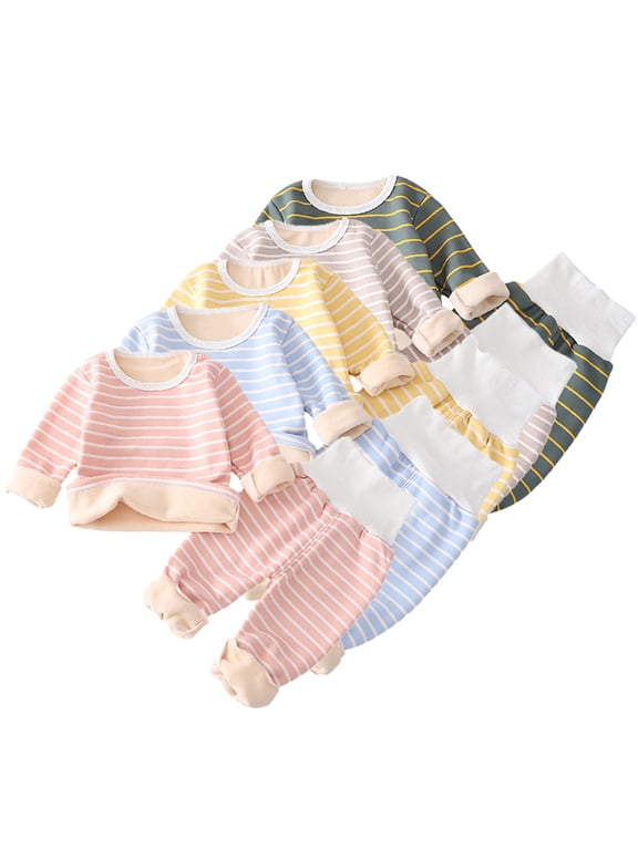 Toddler Newborn Thermal Underwear Set Cotton Fleece Thermal Top& Pants Sassy Long Sleeve Base Layer