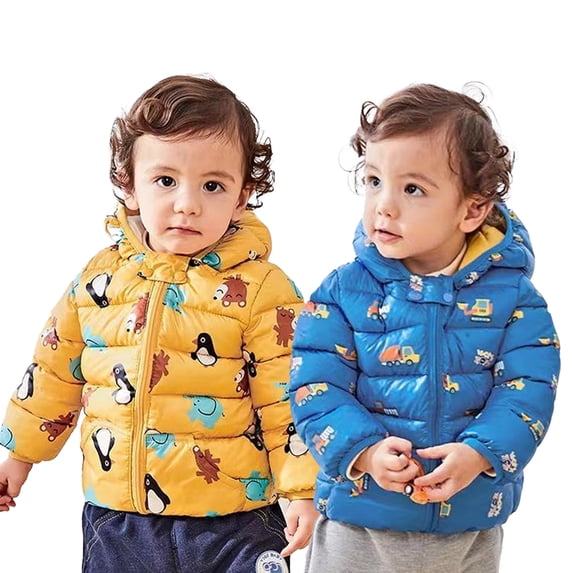Esaierr Toddler Newborn Winter Cotton Jacket 9M-5Y Cartoon Print Ears Hooded Coats Boys Girls Lightweight Casual Cotton Outerwear Tops