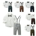 thumbnail image 1 of Esaierr Two-Piece Toddler Boy Formal Gentleman Clothes Outfit Kids Toddler Button down Shirt + Pants Set with Detachable Suspenders, 1 of 8