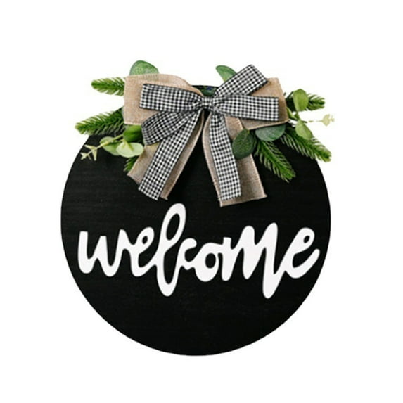 Esaierr Welcome Sign For Front Door Porch Decor Farmhouse Sunflower Bow Tie Wreath Wall Decor With Eucalyptus Round Hanging Welcome Sign Wood Christmas Decoration