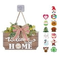 thumbnail image 1 of Esaierr Welcome Sign for Front Door,Square Rustic Simulation Flower Wood Hanging Housewarming Gift for Home Decor, 1 of 6