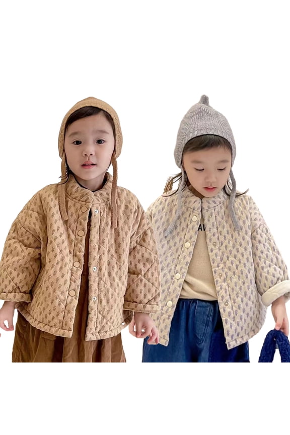 Winter Kids Boy Girl Warm Jacket Coats Toddler Light Cotton-Padded Coats Printed Wheat Ears Cotton Jacket Overcoat for 9M-7T