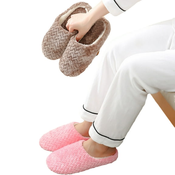 Esaierr Women Mens Soft Slippers Winter Warm Shoes Plush Shoes Slip on House Indoor Slippers Women's Bedroom Warm Shoes Slippers House Slippers Silent Soft Sole Slippers