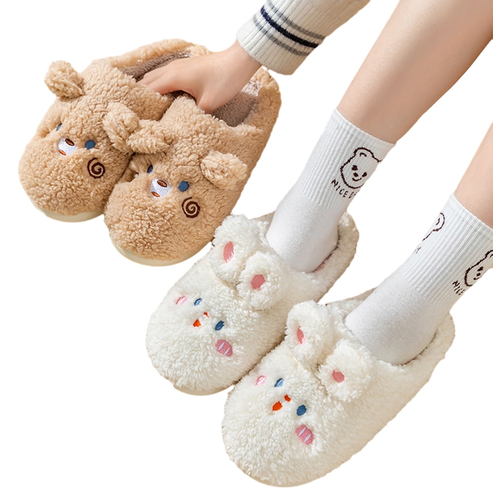 Esaierr Womens Fuzzy House Slippers Plush Cartoon Slippers Outdoor