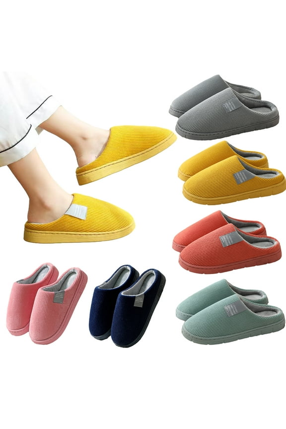 Womens Mens Furry Indoor Floor Slippers Couple Winter Home Slippers ，unisex Non-slip Fall House Soft Shoes Size 5-9.5