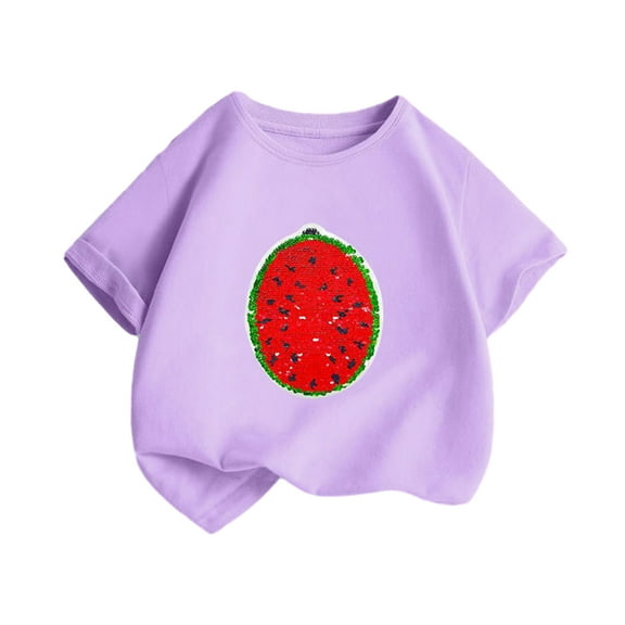 Esaierr3-14Y Kids Teen Girls Soft T-Shirt Short Sleeve Tees Youth Summer Soft Cotton TShirts Cartoon Casual T-Shirt