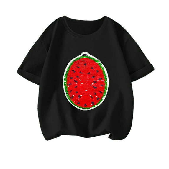 Esaierr3-14Y Kids Teen Girls Soft T-Shirt Short Sleeve Tees Youth Summer Soft Cotton TShirts Cartoon Casual T-Shirt