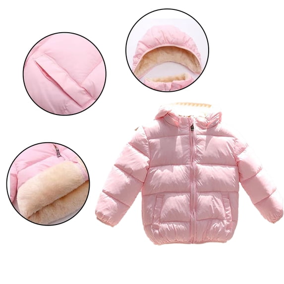 Esaierrr 1-5Y Toddler Kids Hoodie Winter Jacket Padded Zipper Down Coats Tops Thickened Winter Cotton Coats