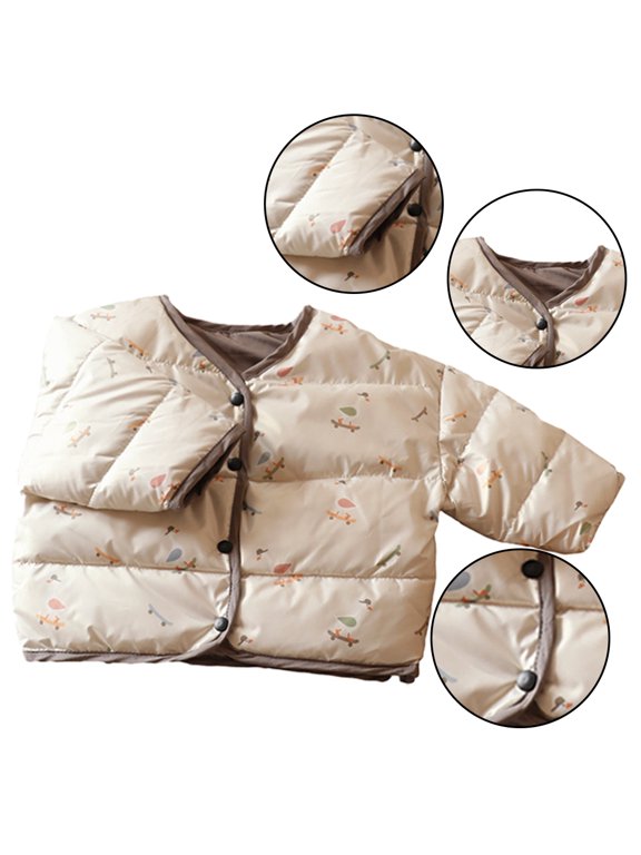 1-7Y Baby Kids Flower Down Jackets for Boys Girls Buttons Winter Down coats Outerwear v-neck Warm Cotton Coats Washing-free Down liner Winter Tops Long Sleeve Thickening Snowsuit