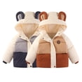 thumbnail image 1 of Esaierrr Baby Kids Ears Hooded Down Cotton Jacket for Boys Girls Cartoon Warm Cotton Coats 1-7Y Patchwork Warm Outerwear Long Sleeve Winter Down Coats, 1 of 6