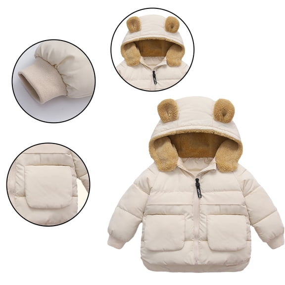 Esaierrr Boys Girls Winters Coats with Hooded Fleece Cotton Jacket for Toddler Kids Thickened Fall Winter Tops Zipper Thickened Warm Down Jacket 1-5Y