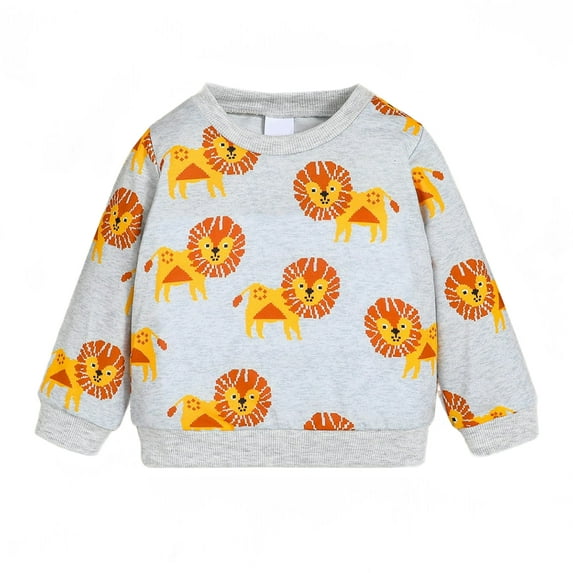 Esaierrr Boys Long Sleeve Sweatshirt for Newborn Baby Lion Print Pullover Tops 0-18M Spring Autumn Sweatsuit