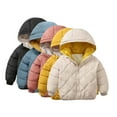 thumbnail image 1 of Esaierrr Toddler Kids Boys Girls Hooded Down Cotton Jacket for 2-7Y Solid Colour Warm Cotton Coats Cotton Coat Tops Autumn Winter, 1 of 7