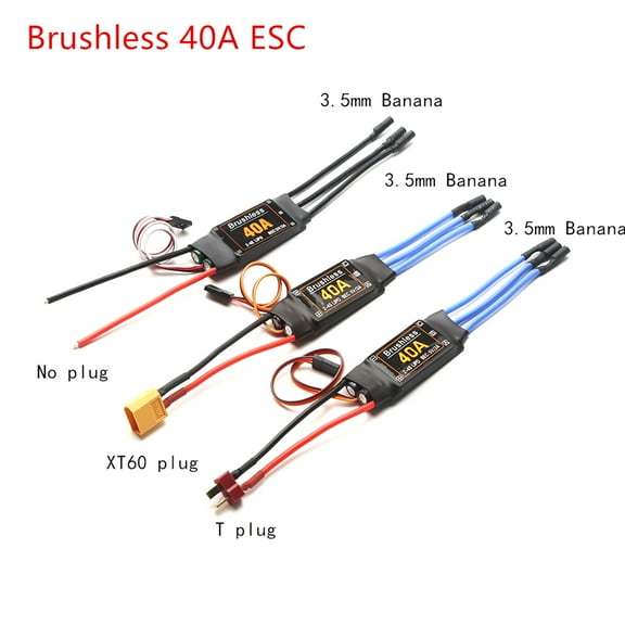 Esc 40A Brushless ESC 2-4S Electronic Speed Controller XT60 Plug With 5V 3A BEC 3.5MM Banana  For Airplane Aircraft Helicopter Boat FPV F450 Mini Quadcopter