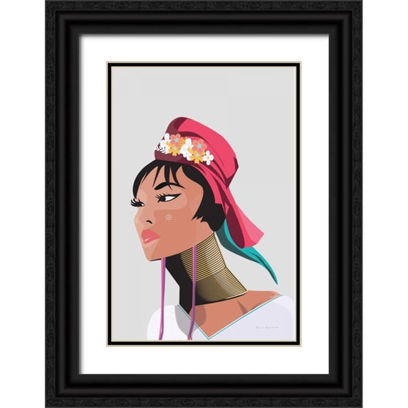 Escalante, Omar 11x14 Black Ornate Wood Framed with Double Matting Museum Art Print Titled - Padaung Woman