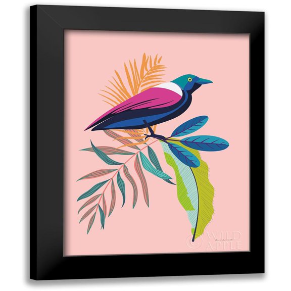 Escalante, Omar 12x14 Black Modern Framed Museum Art Print Titled - Exotic Birds I