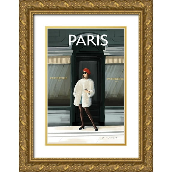 Escalante, Omar 13x18 Gold Ornate Wood Framed with Double Matting Museum Art Print Titled - Girl in Paris II
