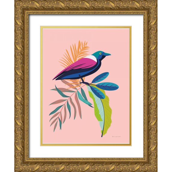 Escalante, Omar 19x24 Gold Ornate Wood Framed with Double Matting Museum Art Print Titled - Exotic Birds I