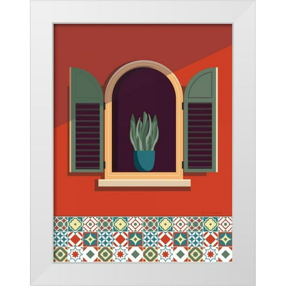 Escalante, Omar 19x24 White Modern Wood Framed Museum Art Print Titled - Window Lisboa Sage