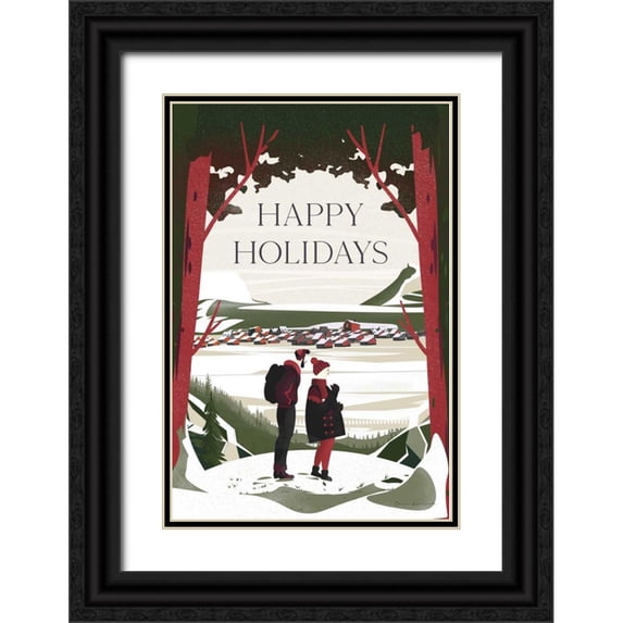 Escalante, Omar 23x32 Black Ornate Wood Framed with Double Matting Museum Art Print Titled - Happy Holidays Red
