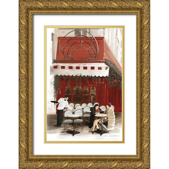 Escalante, Omar 23x32 Gold Ornate Wood Framed with Double Matting Museum Art Print Titled - Paris Bistro Red