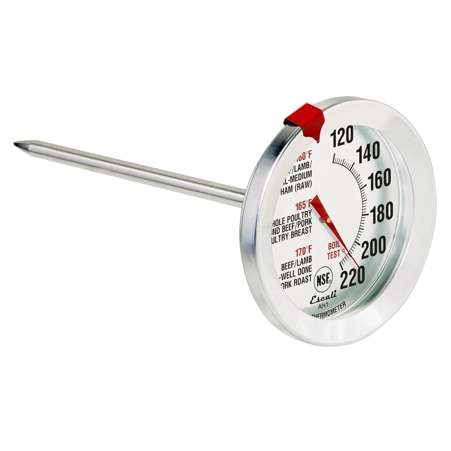 Escali AH1 Stainless Steel Oven Safe Meat Thermometer, Extra Large 2.5