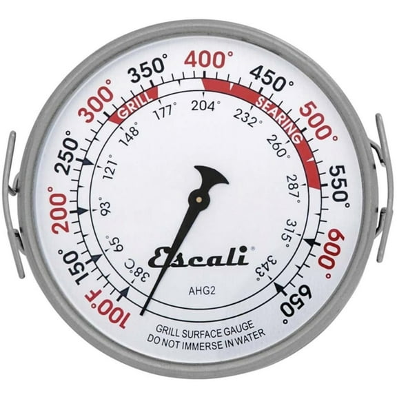 Escali AHG2 Extra Large Grill Analog Surface Thermometer, Silver