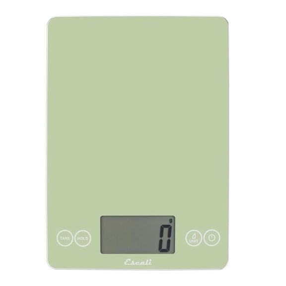 Escali Arti Glass Food Scale Digital Countertop Kitchen, Baking and Cooking Scale with Large Display, 15-Pound Capacity, 9" x 6.5" x .75", Classic Green