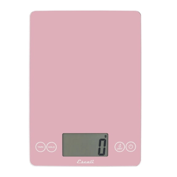 Escali Arti Glass Food Scale Digital Countertop Kitchen, Baking and Cooking Scale with Large Display, 15-Pound Capacity, 9" x 6.5" x .75", Classic Pink