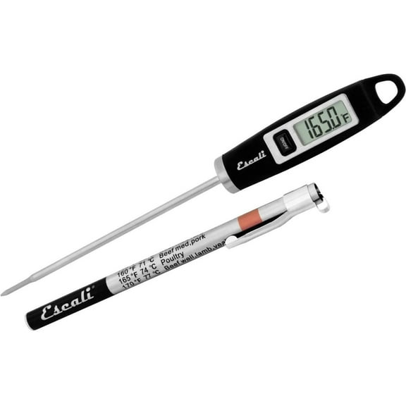 Escali DH1-B Gourmet Digital Stainless Steel Probe Meat Thermometer, Quick Read Measurements, Pocket Sheath w/Cooking Temperatures, -49/392F Degree Range, Black