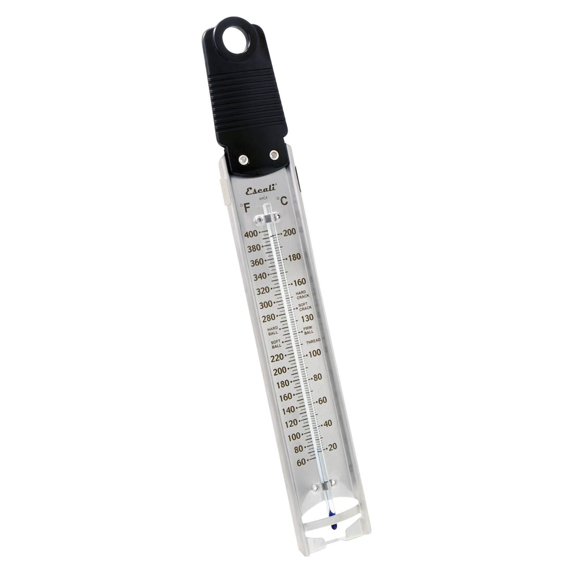 Escali Deep Fry Stainless Steel Paddle Candy Thermometer, Heat Resistant Handle, and Hand-Free Clip, Temperature Indications