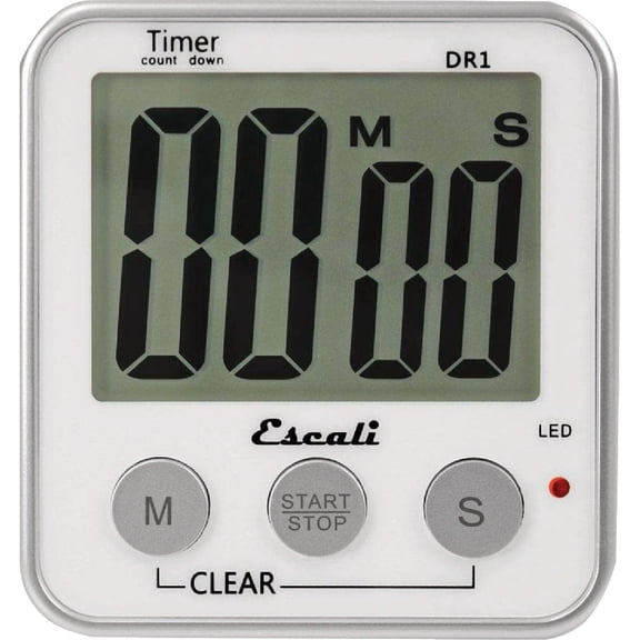 Escali Extra Large Display Digital Kitchen Timer with Clock Mode, Recall Timer Magnetic Back